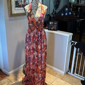 BCBGMaxAzria Pink and Orange Beaded Dress designer vintage dress worn once!